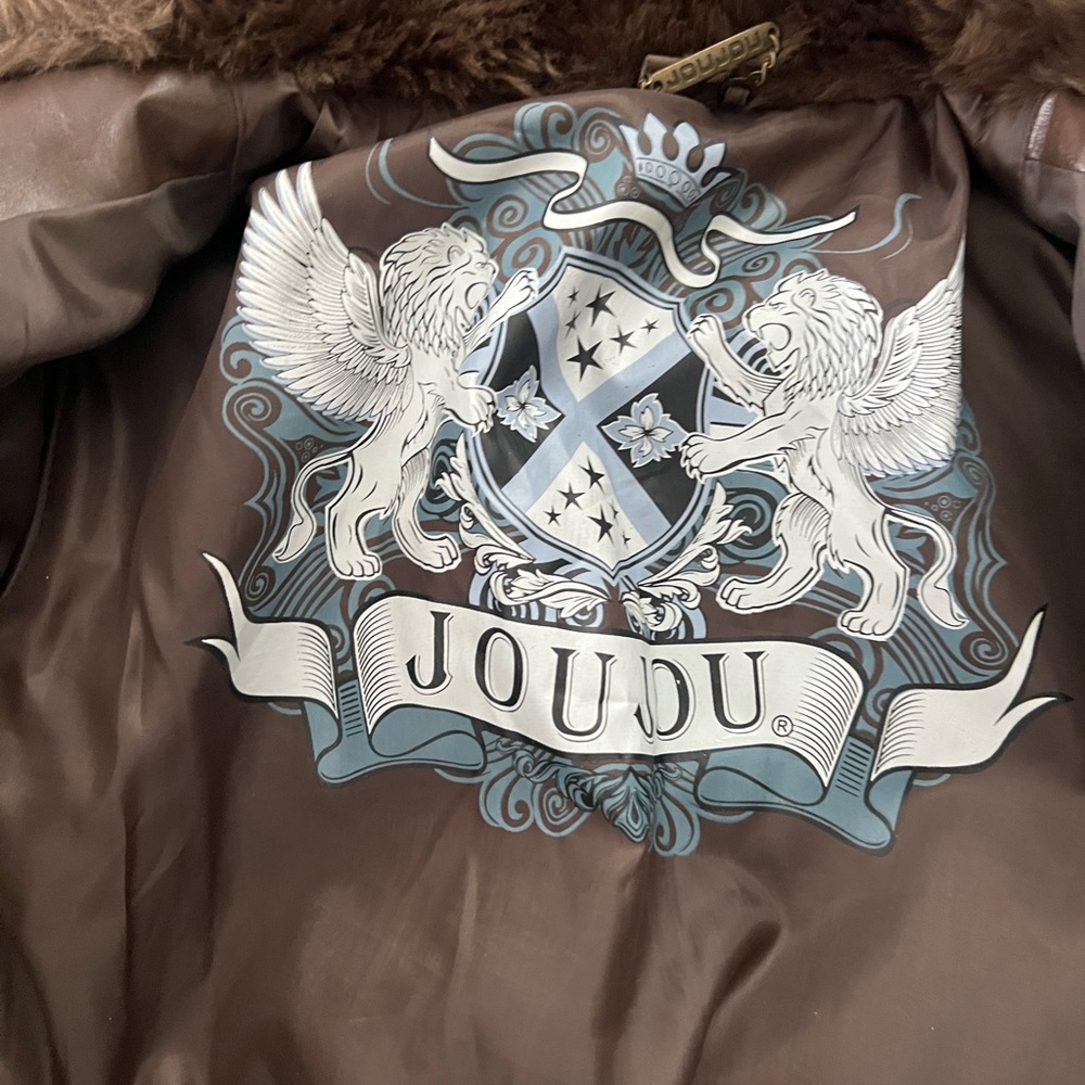 Jou Jou Brown Faux Fur Puffer Jacket medium - Picture 4 of 8